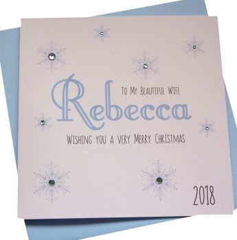 Icy Blue 'Name' Christmas Card (female)
