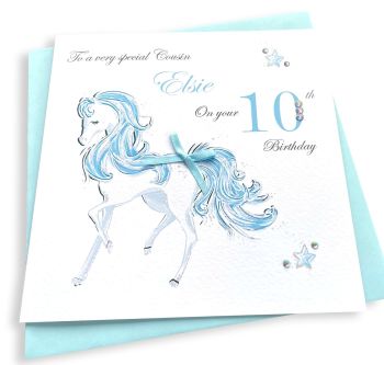 Blue Horse Birthday Card