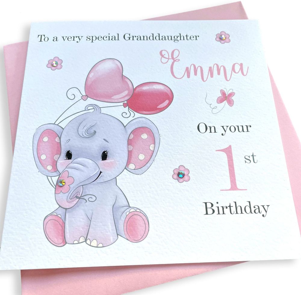 Elephant Birthday Card - Pink or Blue