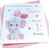 Elephant Birthday Card - Pink 