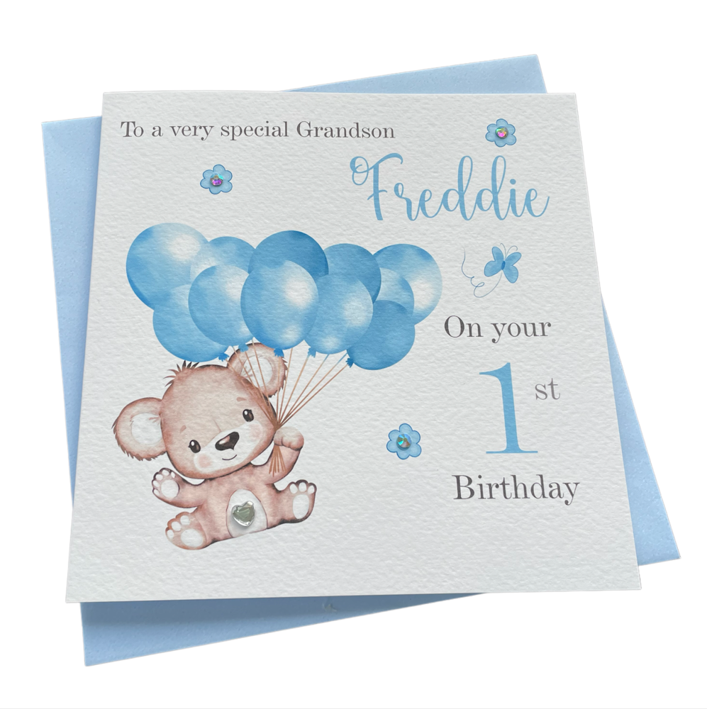 Teddy & Ballons Birthday Card