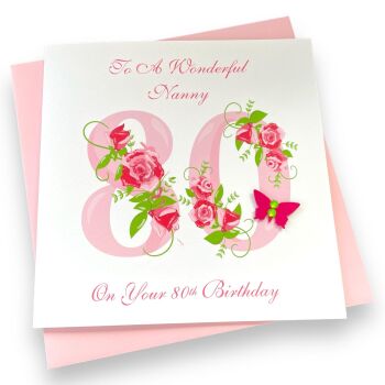 Pink Roses Age Number Birthday Card (can be made for other ages)
