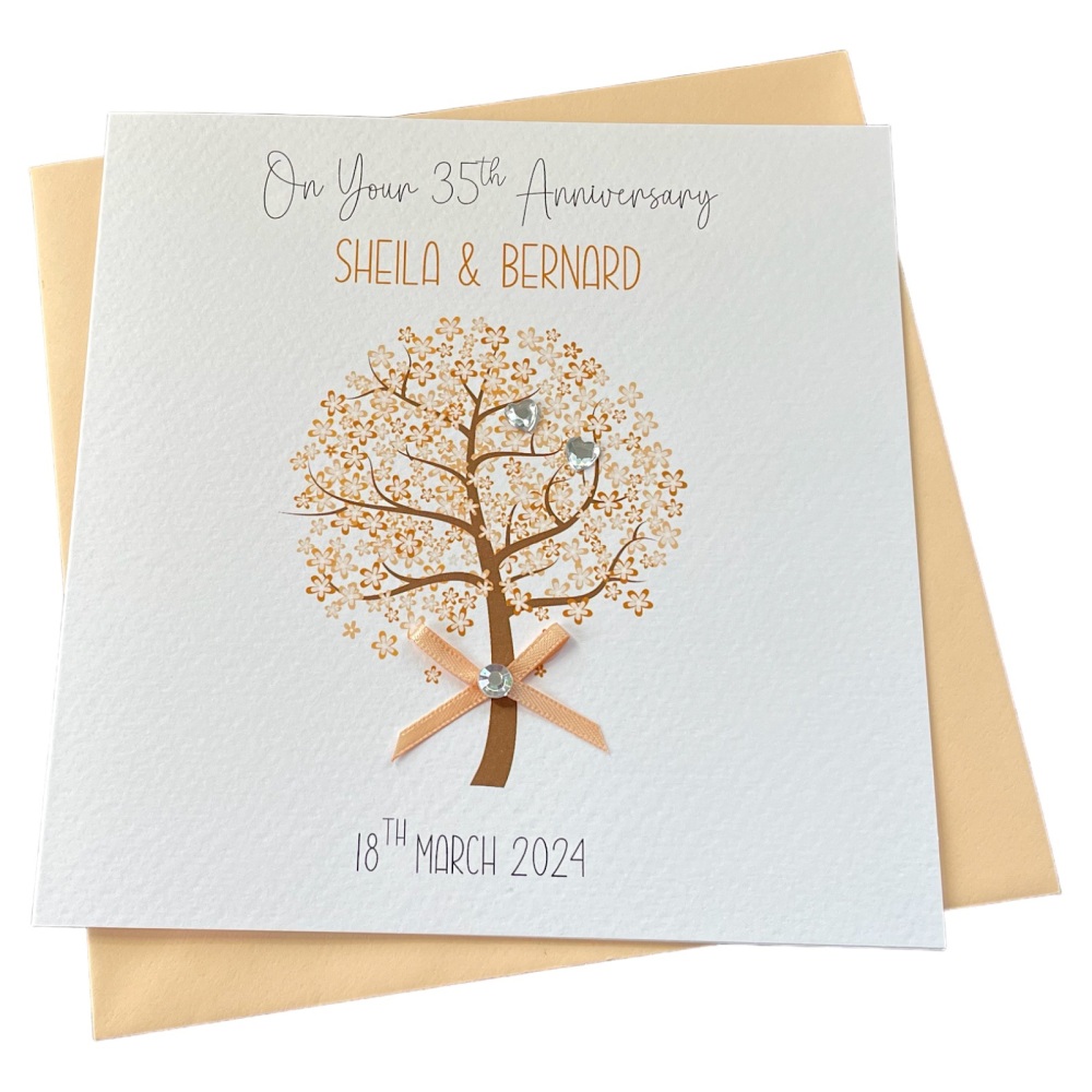Coral / 35th Wedding Anniversary Tree Card