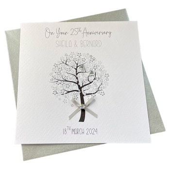 Silver Wedding Anniversary Tree Card