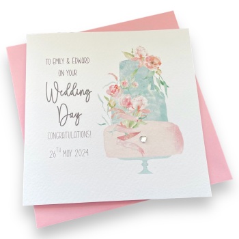 Pink Cake Wedding Card