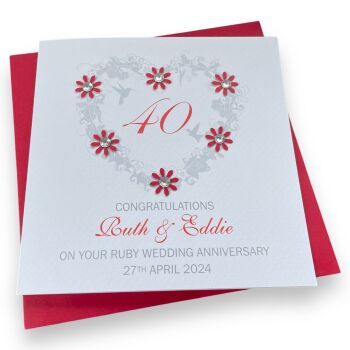 Ruby Wedding Anniversary Heart Card