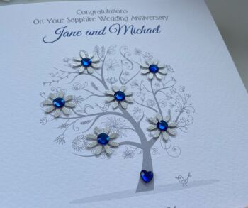 Sapphire / 55th Wedding Anniversary Tree Card