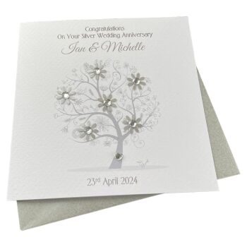 Silver/ 25th Wedding Anniversary Tree Card