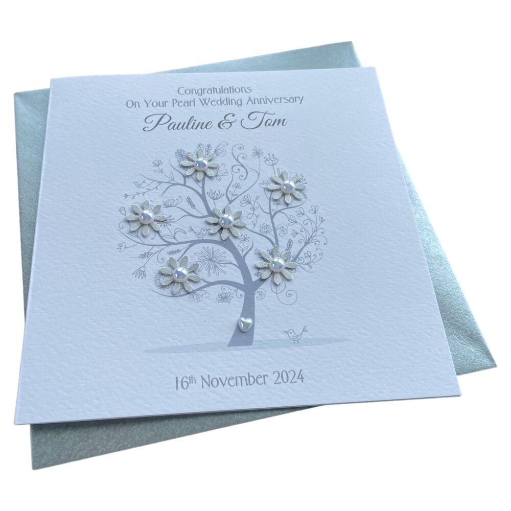 Pearl / 30th Wedding Anniversary Tree Card