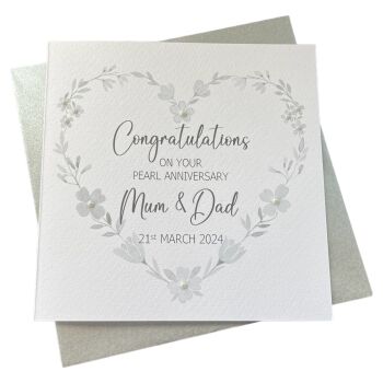 Pearl 30th Heart Wedding Anniversary Card