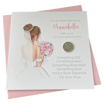 Lucky Sixpence Bride Wedding Card