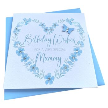 Blue Heart Birthday Wishes Card