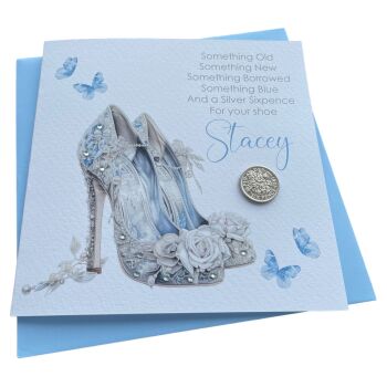 Lucky Sixpence Wedding Card ( Blue)
