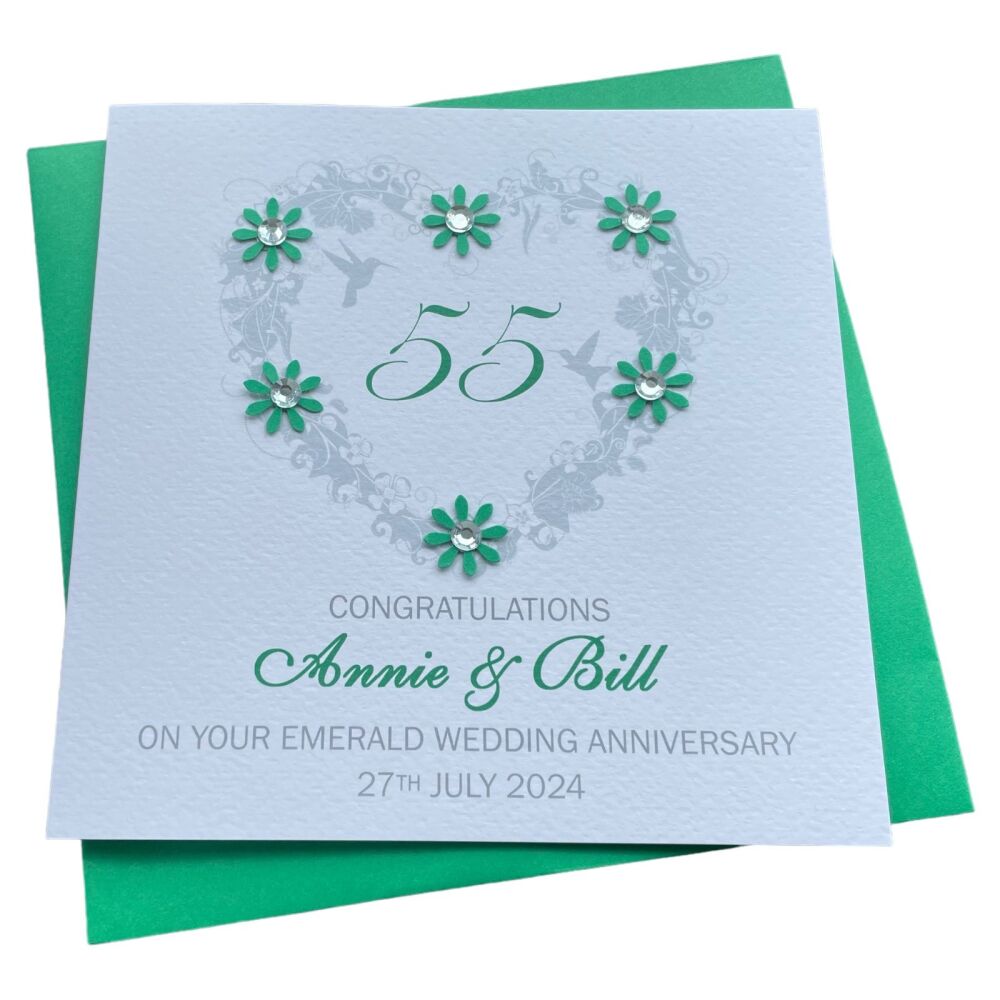 Emerald Wedding Anniversary Heart Card