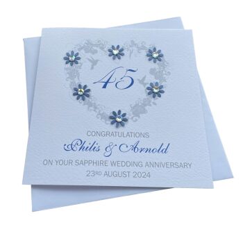 Sapphire Floral Heart 45th Wedding Anniversary