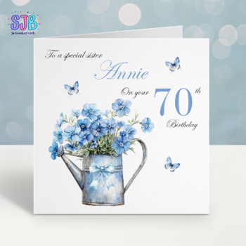 Blue Watering Can Birthday Card