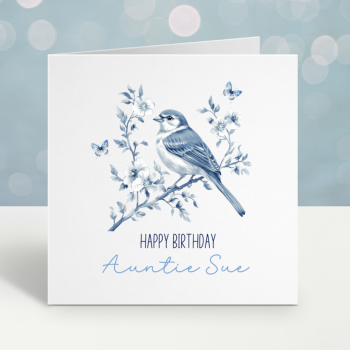 Vintage Blue Bird Birthday Card