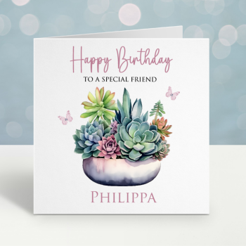Succulent Bowl Birthday Card