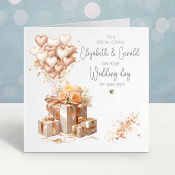 Gifts and Balloons Wedding Card