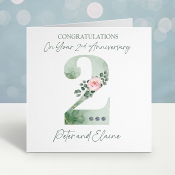 2nd Anniversary Card- Floral Number