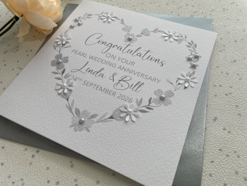 Pearl 30th Heart Wedding Anniversary Card