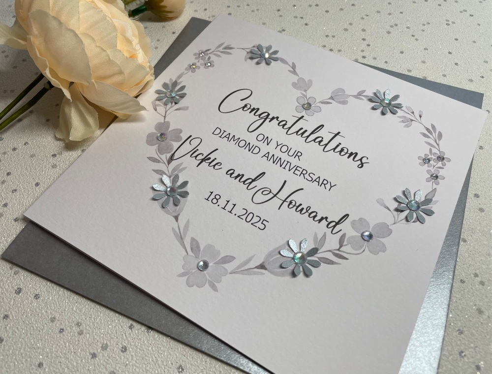 Diamond  60th Heart Anniversary Card