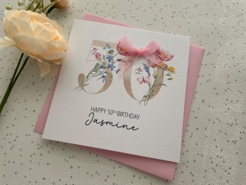 50th Floral Age Number Birthday Card