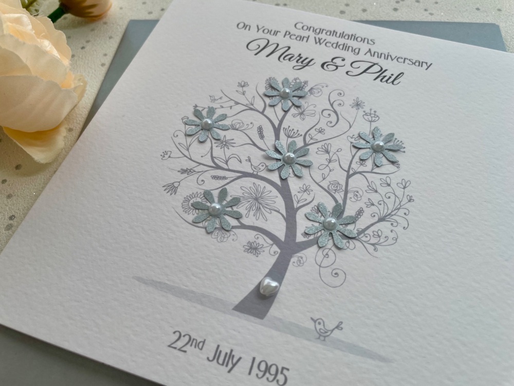 Pearl / 30th Wedding Anniversary Tree Card