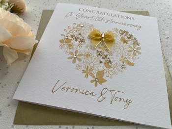 Gold Anniversary Floral Heart