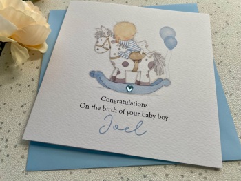 New Baby Boy Card - Rocking Horse