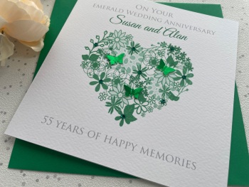 Emerald Anniversary Floral Heart