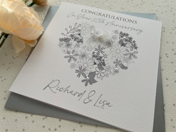 Pearl/30th Anniversary Floral Heart