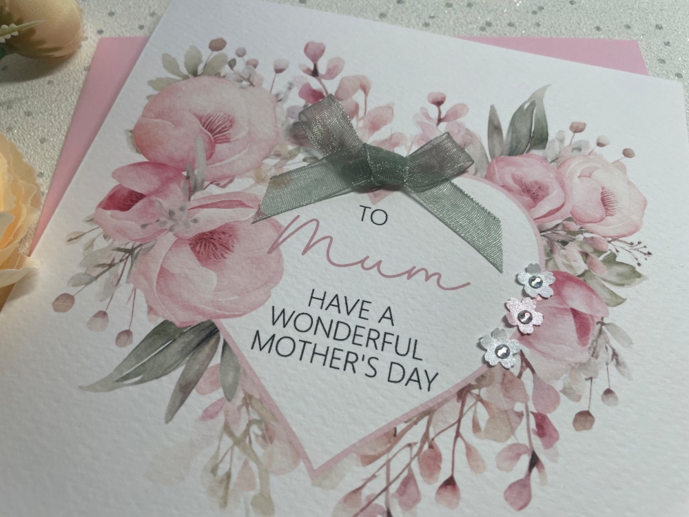 Mother's Day Forget Me Not Heart Card