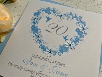 China 20th Floral Heart Wedding Anniversary Card