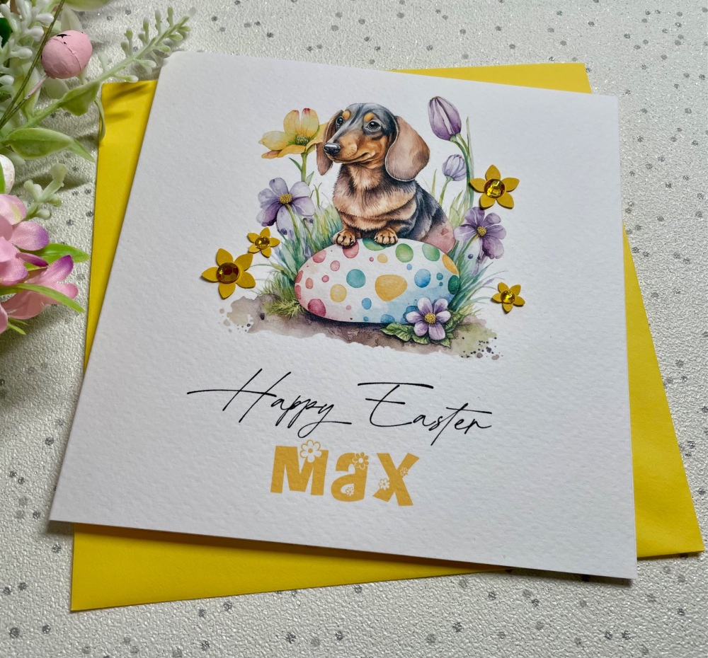 Sausage Dog Easter Card