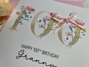 100th Floral Age Number Birthday Card