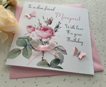 Pink Roses Birthday Card