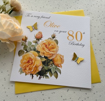 Yellow Roses Birthday Card