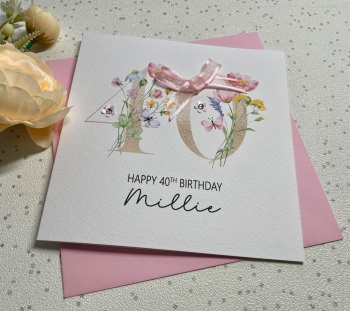 40th Floral Age Number Birthday Card