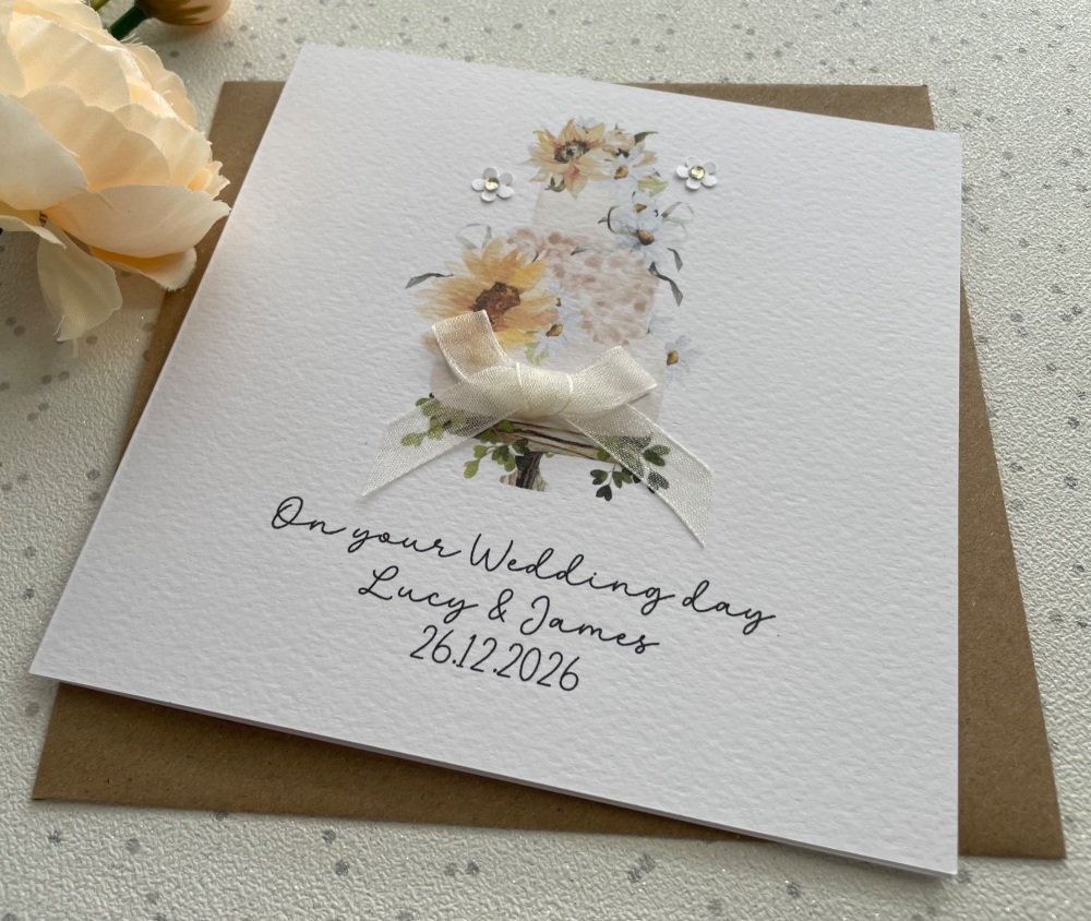 Sunflower Cake Wedding Card