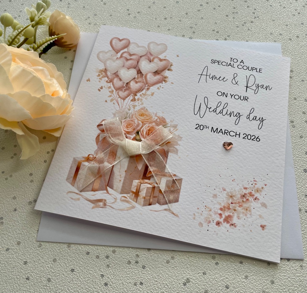 Gifts and Balloons Wedding Card