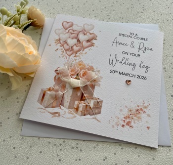 Gifts and Balloons Wedding Card