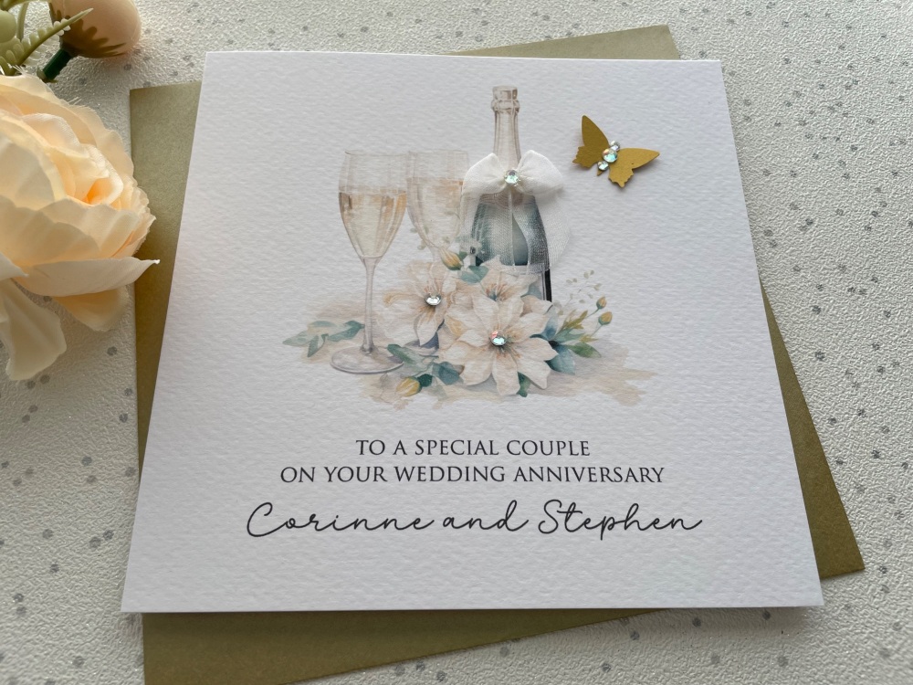 Special Couple Champagne Anniversary Card