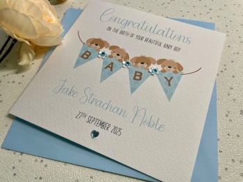 New Baby Boy Bunting Card