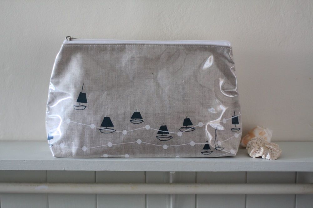 Hand Printed Irish Linen Wash Bag