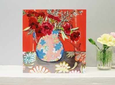 Pinks in Vase Flower Card
