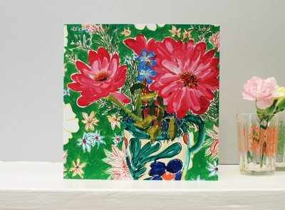 Green Table Cloth Flower Card