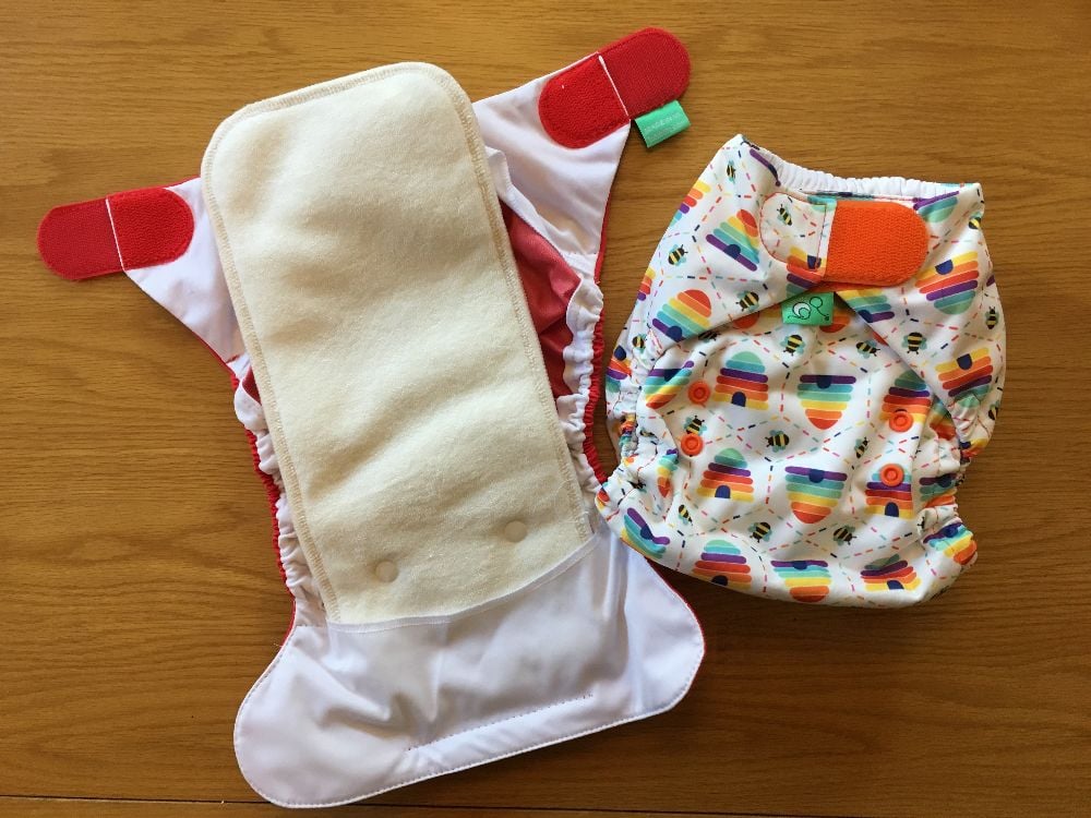 All-in-two nappies - pads  attach to a wrap