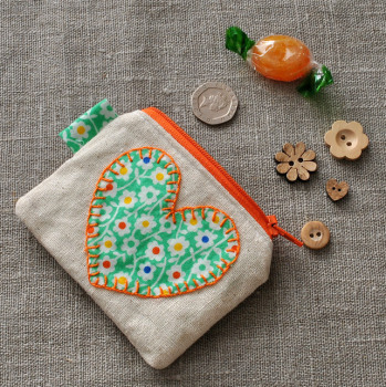 Coin Purse in Green Florals