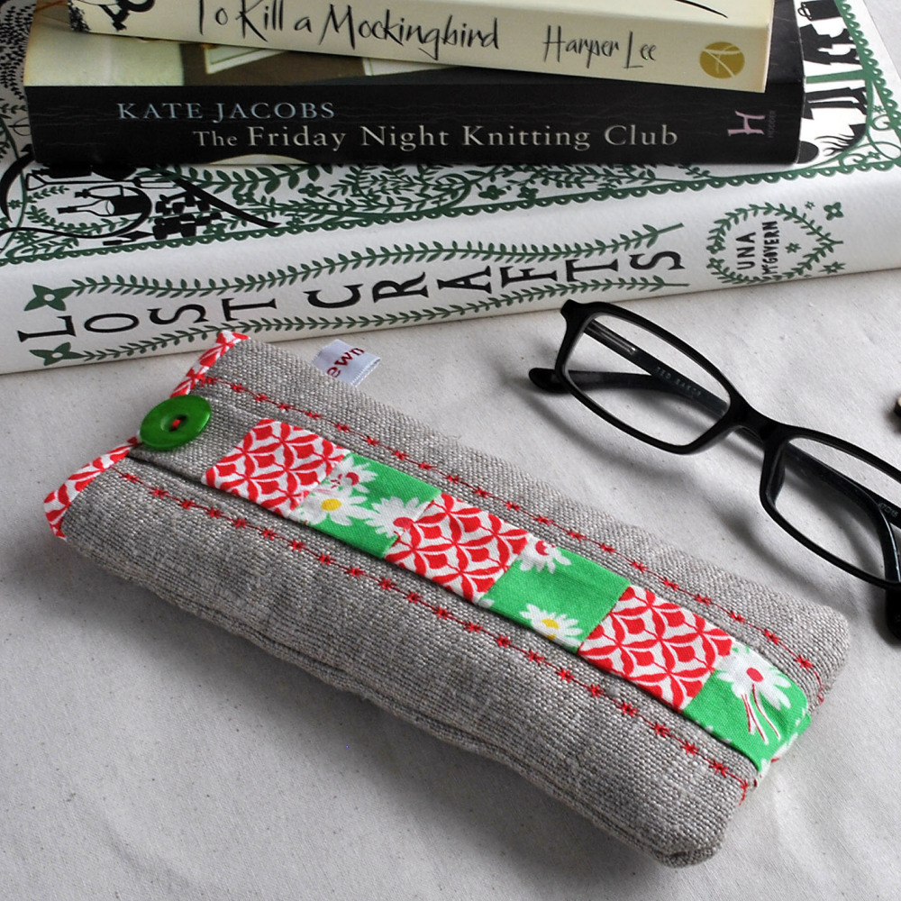 Patchwork Glasses Case in Red & Green Florals